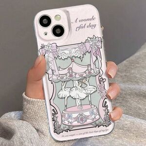 Elegant Ballet-Themed Phone Case - Pink and White - iPhone 15 Plus